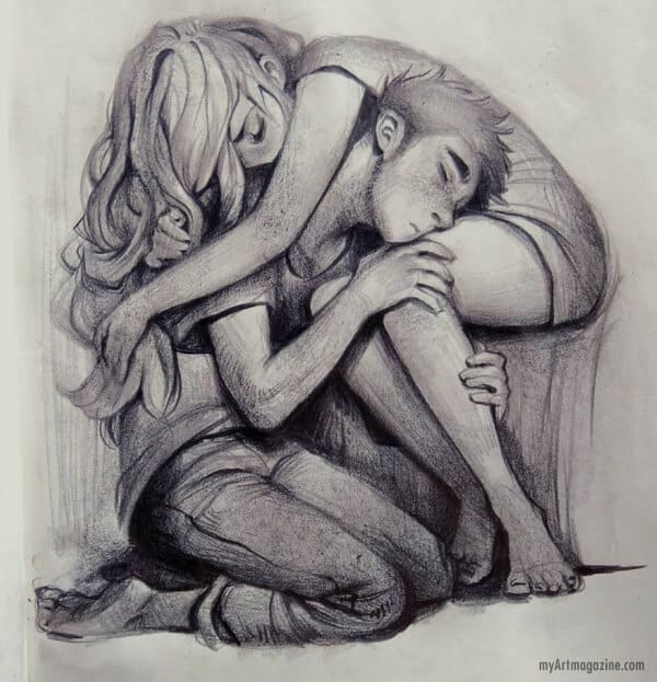 40 Easy And Romantic Couple Drawings And Sketches  Cartoon District