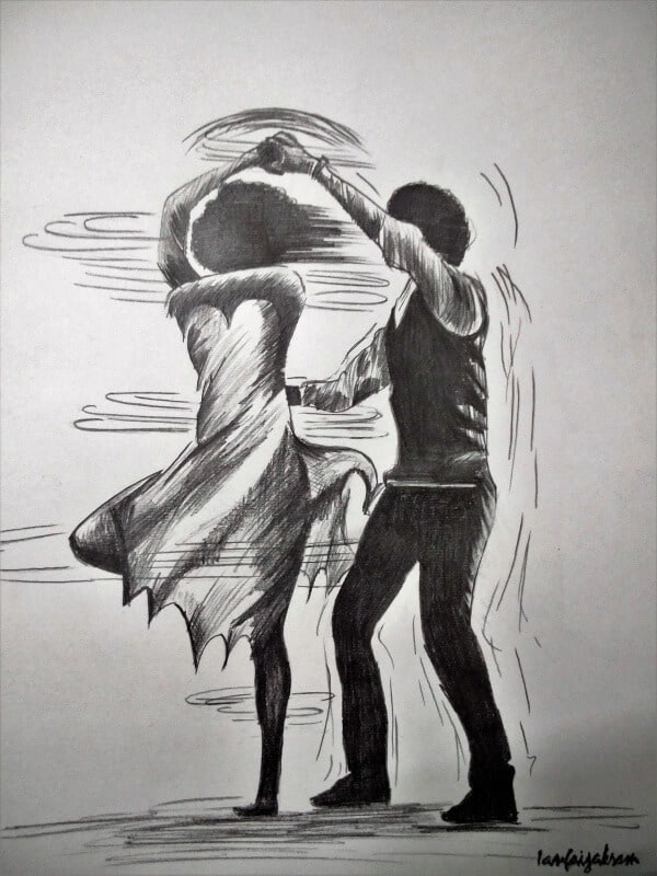 42 Simple Pencil Sketches Of Couples In Love – Artistic Haven