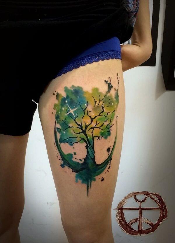 70 Watercolor Tree Tattoo Designs For Men  Manly Nature Ideas
