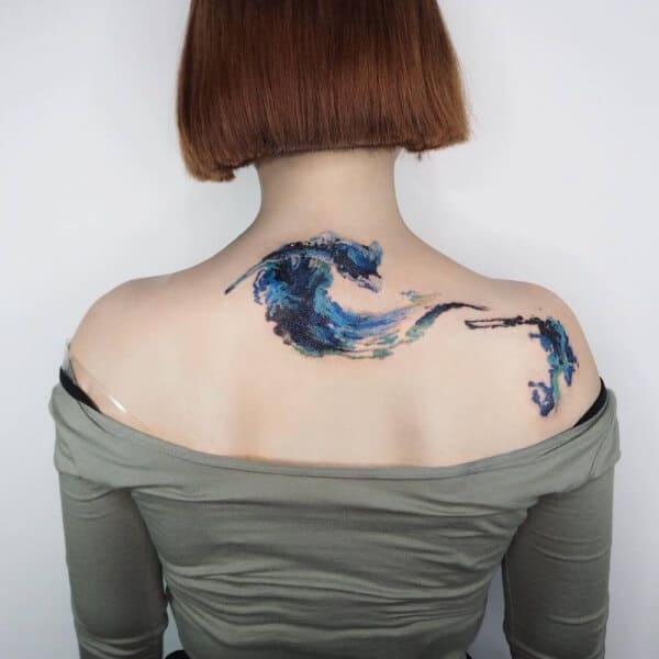Shoulder Japanese Wave Tattoo by Burning Monk Tattoo