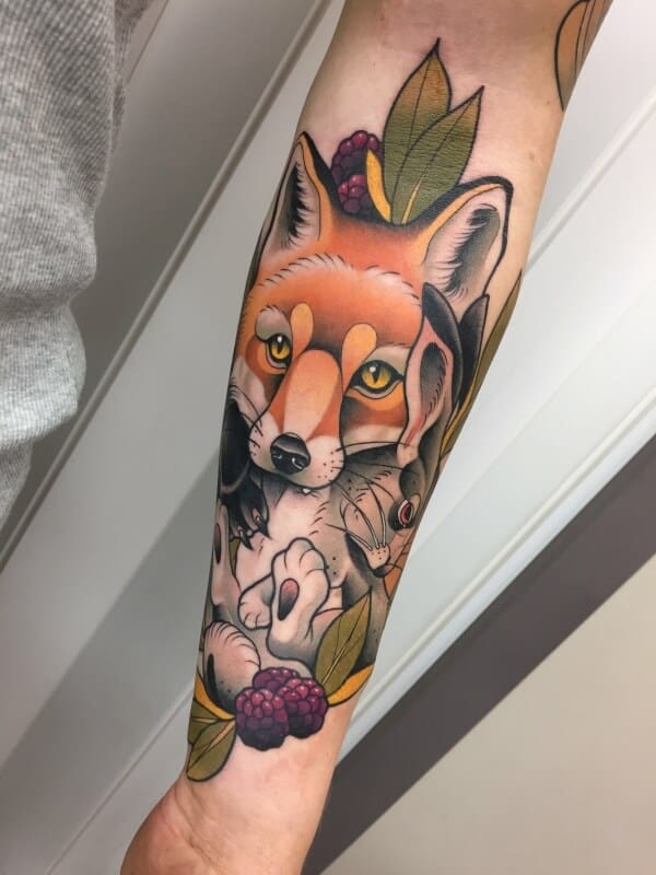 Tattoo uploaded by Javier Franko  Neotraditional Fox tattoo  Tattoodo