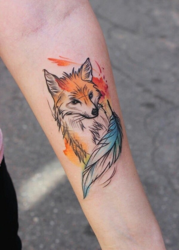 Watercolor Realistic Fox Tattoo  Best Tattoo Ideas Gallery