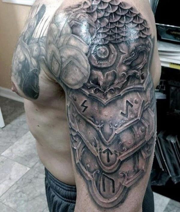 3d shoulder armor tattoo