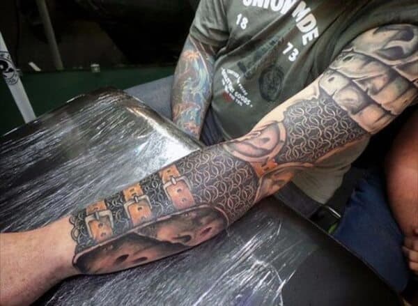 prompthunt A german knight in armor tattoo tattoo art Black and grey  tattoo style