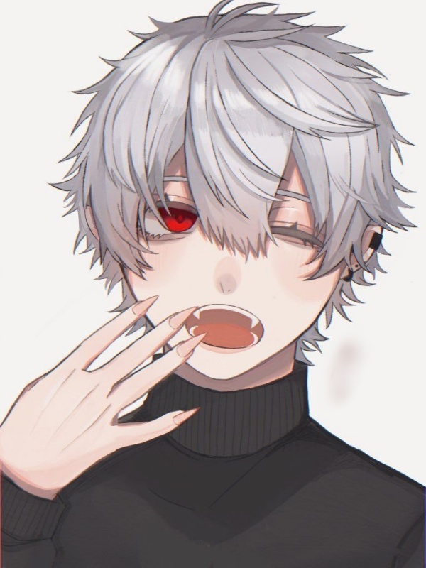 anime guys with white hair and red eyes